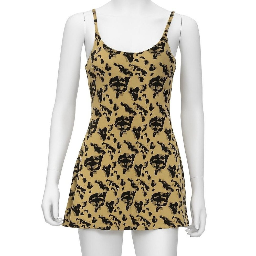 Leopard Print Athletic Mini Dress Built In Shorts Tennis Golf Activewear Size S